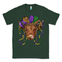 Sports Green highland cow with mardi gras hat Classic Tee - RanaPortraitStore