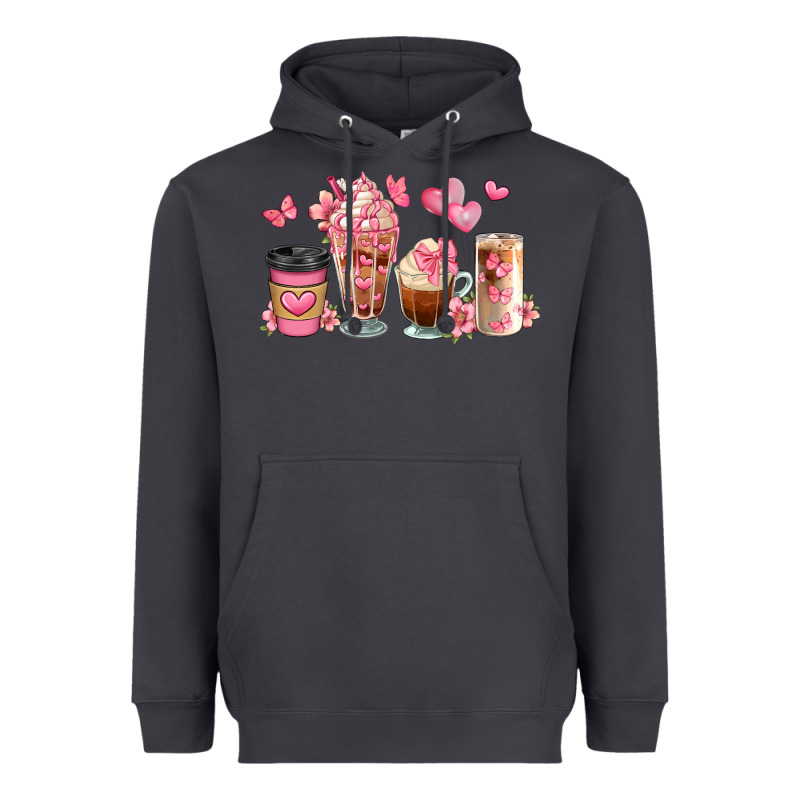 Floral Coffee Cups Heavyweight Hoodie by JahusDesignShop | Teevron