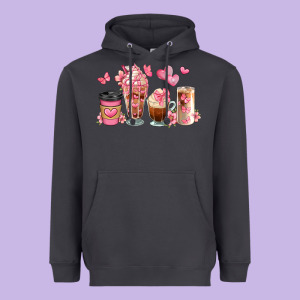 Floral Coffee Cups Heavyweight Hoodie Designed By Jahusdesignshop