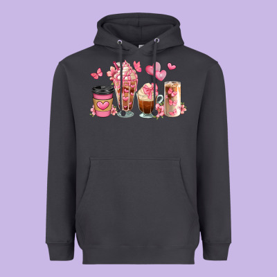 Floral Coffee Cups Heavyweight Hoodie Designed By Jahusdesignshop