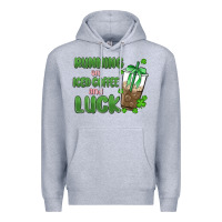 Heather Grey iced coffee and luck Premium Hoodie - MaliasSmallBusiness