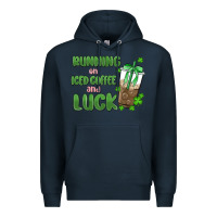 Navy iced coffee and luck Premium Hoodie - MaliasSmallBusiness