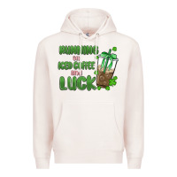 Pale Pink iced coffee and luck Premium Hoodie - MaliasSmallBusiness