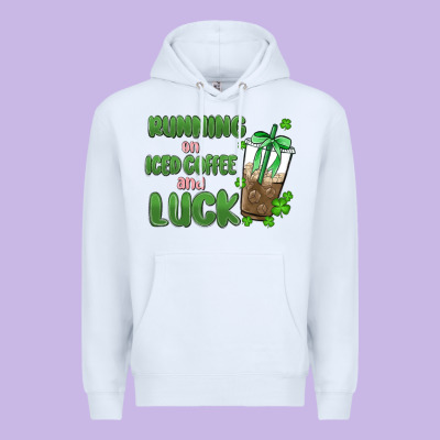 Iced Coffee And Luck Premium Hoodie Designed By Maliassmallbusiness