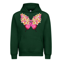 Forest Green Pink ribbon Breast Cancer butterfly Urban Hoodie - NancyCooperArtShop