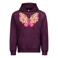 Mauve Wine Pink ribbon Breast Cancer butterfly Urban Hoodie - NancyCooperArtShop