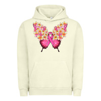 Pigment Pistachio Pink ribbon Breast Cancer butterfly Urban Hoodie - NancyCooperArtShop