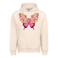 Sandshell Pink ribbon Breast Cancer butterfly Urban Hoodie - NancyCooperArtShop