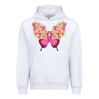 White Pink ribbon Breast Cancer butterfly Urban Hoodie - NancyCooperArtShop