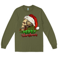 Army Green Merry Christmas Long Sleeve Tee - RanaPortraitStore