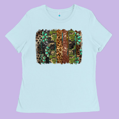 Western Camouflage Brushstroke Ladies Tee Designed By Barkaloodesign