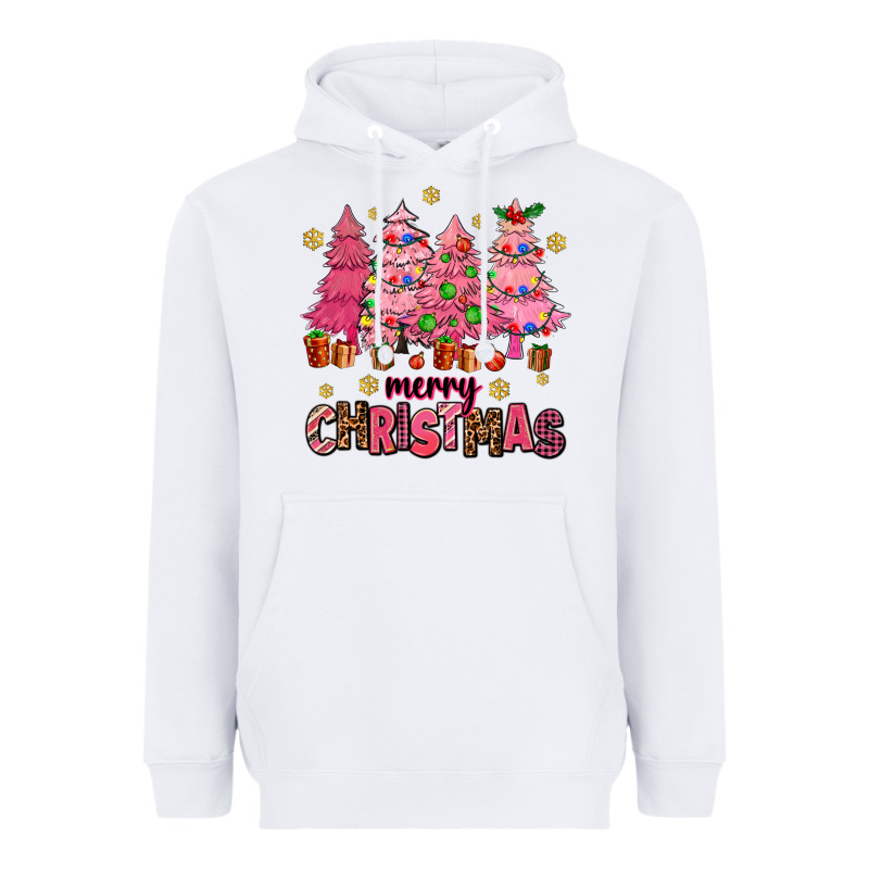 Pink Christmas Trees Heavyweight Hoodie by AdoDesignShop | Teevron