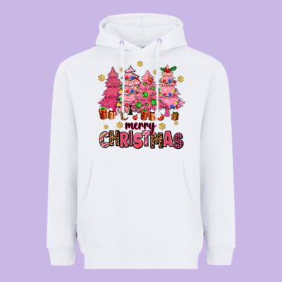 Pink Christmas Trees Heavyweight Hoodie Designed By Adodesignshop