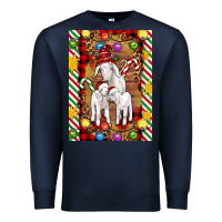 Navy Christmas goat family Premium Sweatshirt - Artiststas