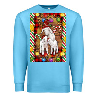 Ocean Blue Christmas goat family Premium Sweatshirt - Artiststas