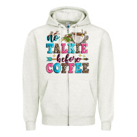Oatmeal Heather no talkie before coffee Zipper Hoodie - Zillion Design Studio
