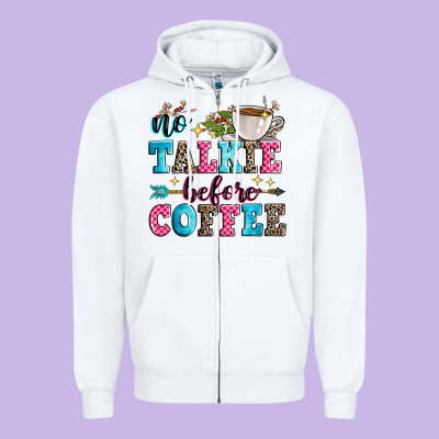 No Talkie Before Coffee Zipper Hoodie Designed By Zillion Design Studio