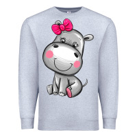 Heather Grey cute hippopotamus Premium Sweatshirt - AdoDesignShop