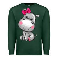 Sports Green cute hippopotamus Premium Sweatshirt - AdoDesignShop