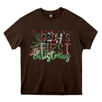 Chocolate Brown Baby's First Christmas Heavy Core Tee - CowhideDigitalArt