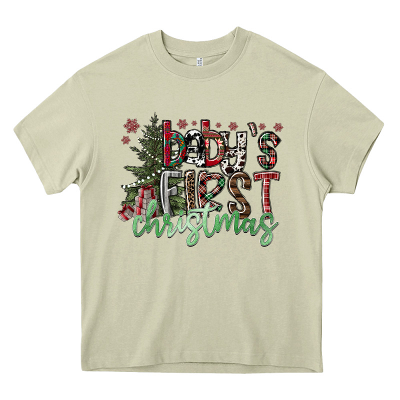 Baby's First Christmas Heavy Core Tee by CowhideDigitalArt | Teevron