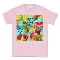Bubblegum Pink fruits tie dye seamless pattern Classic Tee - Zillion Design Studio