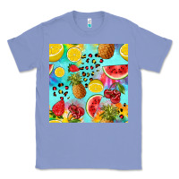 Colony Blue fruits tie dye seamless pattern Classic Tee - Zillion Design Studio