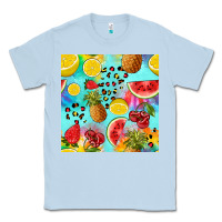 Dusty Blue fruits tie dye seamless pattern Classic Tee - Zillion Design Studio