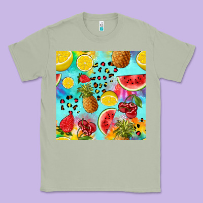 Fruits Tie Dye Seamless Pattern Classic Tee Designed By Zillion Design Studio