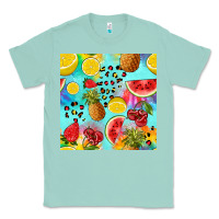 Seafoam fruits tie dye seamless pattern Classic Tee - Zillion Design Studio