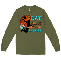 Army Green eat sleep basketball repeat Long Sleeve Tee - texasbilliewilder