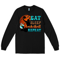 Black eat sleep basketball repeat Long Sleeve Tee - texasbilliewilder