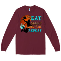 Burgundy eat sleep basketball repeat Long Sleeve Tee - texasbilliewilder