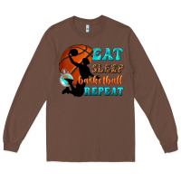 Chestnut eat sleep basketball repeat Long Sleeve Tee - texasbilliewilder