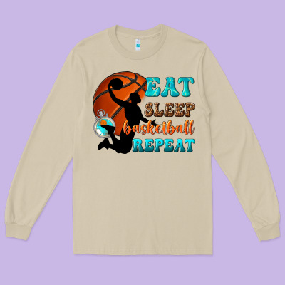 Long Sleeve Tee eat sleep basketball repeat