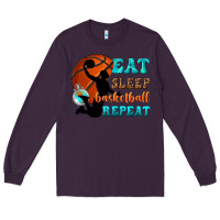 Plum eat sleep basketball repeat Long Sleeve Tee - texasbilliewilder