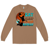 Toasted Coconut eat sleep basketball repeat Long Sleeve Tee - texasbilliewilder