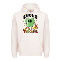 Pale Pink lucky teacher Premium Hoodie - MaliasSmallBusiness