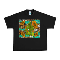 Black cactus and sunflowers turquoise leopard cowhide Urban Heavy Tee - Artiststas