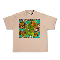 Burro cactus and sunflowers turquoise leopard cowhide Urban Heavy Tee - Artiststas