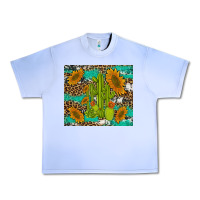 Grape Ice cactus and sunflowers turquoise leopard cowhide Urban Heavy Tee - Artiststas