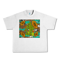 Lunar Rock cactus and sunflowers turquoise leopard cowhide Urban Heavy Tee - Artiststas