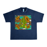 Navy cactus and sunflowers turquoise leopard cowhide Urban Heavy Tee - Artiststas
