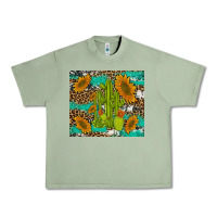 Oil Green cactus and sunflowers turquoise leopard cowhide Urban Heavy Tee - Artiststas