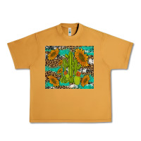 Peanut Butter cactus and sunflowers turquoise leopard cowhide Urban Heavy Tee - Artiststas