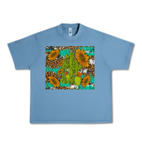 Pebble Blue cactus and sunflowers turquoise leopard cowhide Urban Heavy Tee - Artiststas