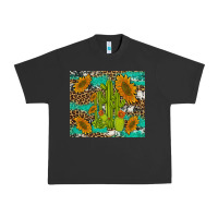 Pigment Black cactus and sunflowers turquoise leopard cowhide Urban Heavy Tee - Artiststas