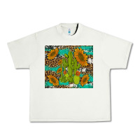 Pistachio cactus and sunflowers turquoise leopard cowhide Urban Heavy Tee - Artiststas