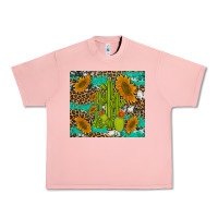 Salmon cactus and sunflowers turquoise leopard cowhide Urban Heavy Tee - Artiststas