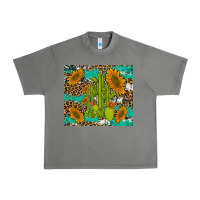 Tornado cactus and sunflowers turquoise leopard cowhide Urban Heavy Tee - Artiststas